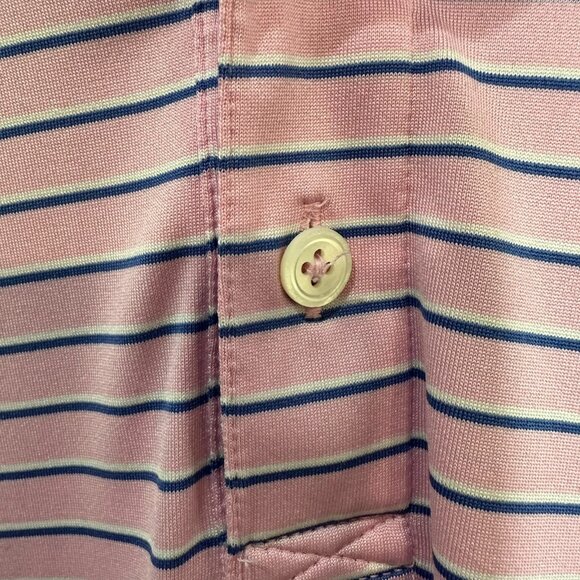 Holderness & Bourne Polo Shirt Mens XLPink Blue Striped Sutton Collins Golf - Picture 3 of 8